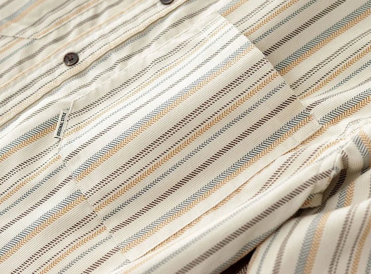 Japanese corduroy striped double pocket shirt - Antonios