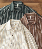 Japanese corduroy striped double pocket shirt - Antonios