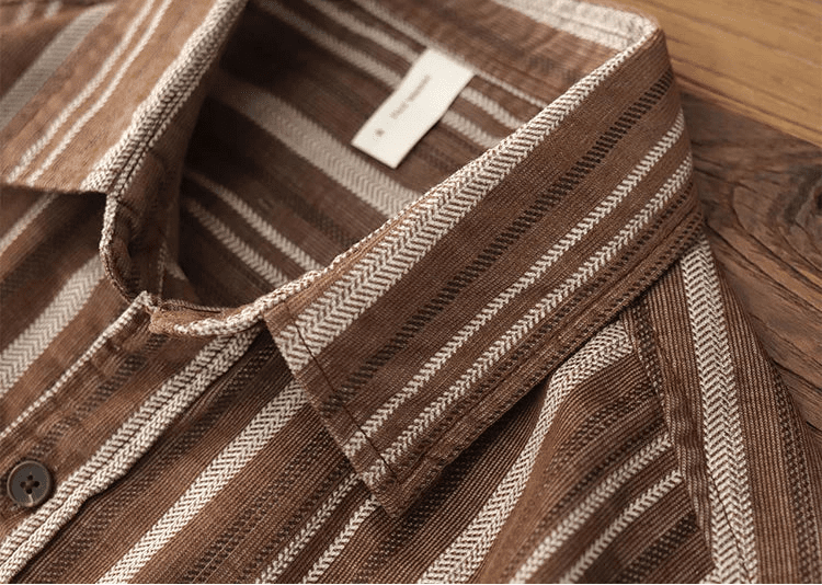 Japanese corduroy striped double pocket shirt - Antonios