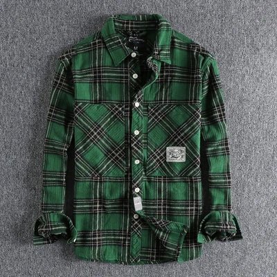 Japanese plaid pattern autumn shirt - Antonios