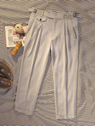 Khaki herringbone pattern tapered pants - Antonios