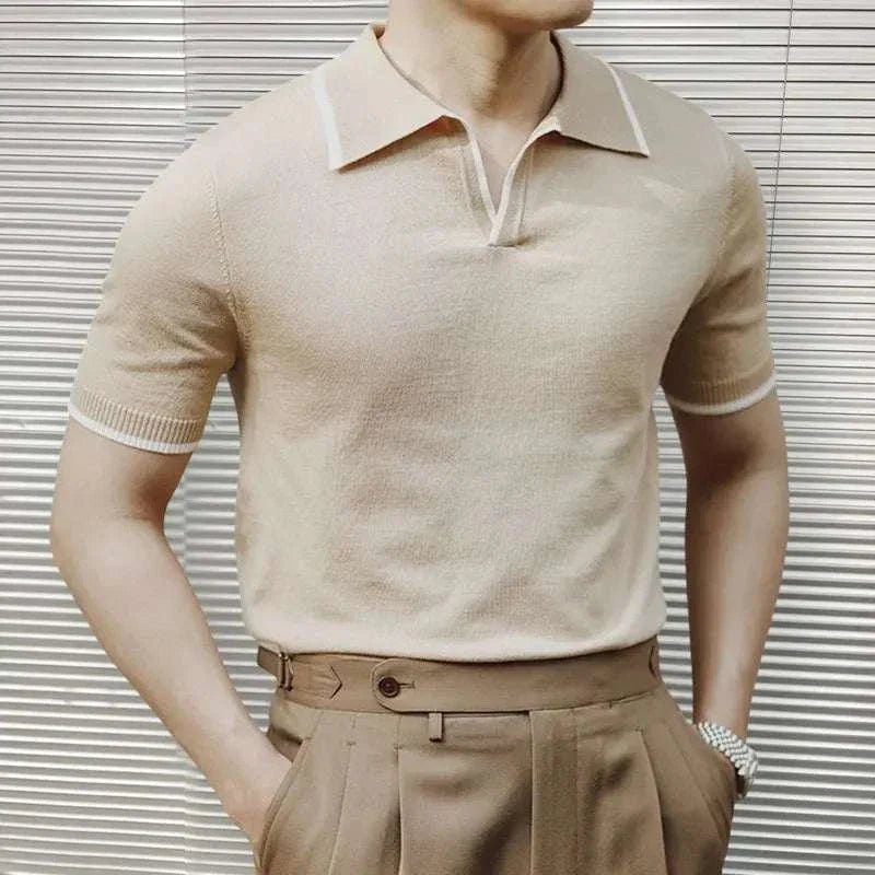 Knitted polo collar t-shirt - Antonios