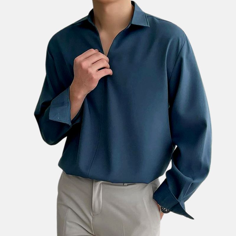 Korean Loose Fit Long - Sleeve Shirt - Antonios