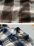 Korean plaid long - sleeve shirt - Antonios