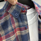 Lapel cotton plaid pattern long sleeve shirt - Antonios