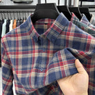 Lapel cotton plaid pattern long sleeve shirt - Antonios