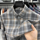 Lapel cotton plaid pattern long sleeve shirt - Antonios