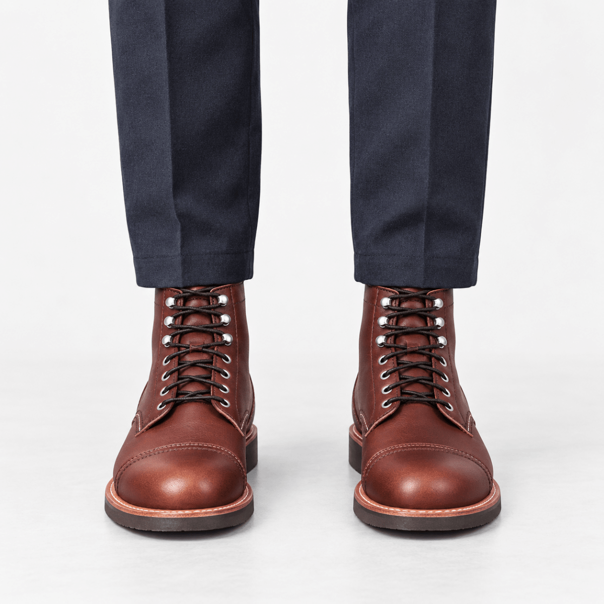 Leather cap toe lace up boots - AntoniosClothing - Burgundy