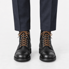 Leather cap toe lace up boots - AntoniosClothing - Black