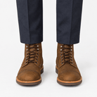 Leather cap toe lace up boots - AntoniosClothing - Brown