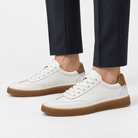 Leather court sneakers with gum soles - AntoniosClothing - White
