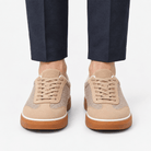 Leather low top sneakers with chunky gum soles - AntoniosClothing - Sand