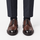 Leather plain toe derby shoes - AntoniosClothing - Brown