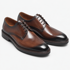 Leather plain toe derby shoes in brown, product cover