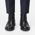 Leather wingtip boots with side zips - AntoniosClothing - Black