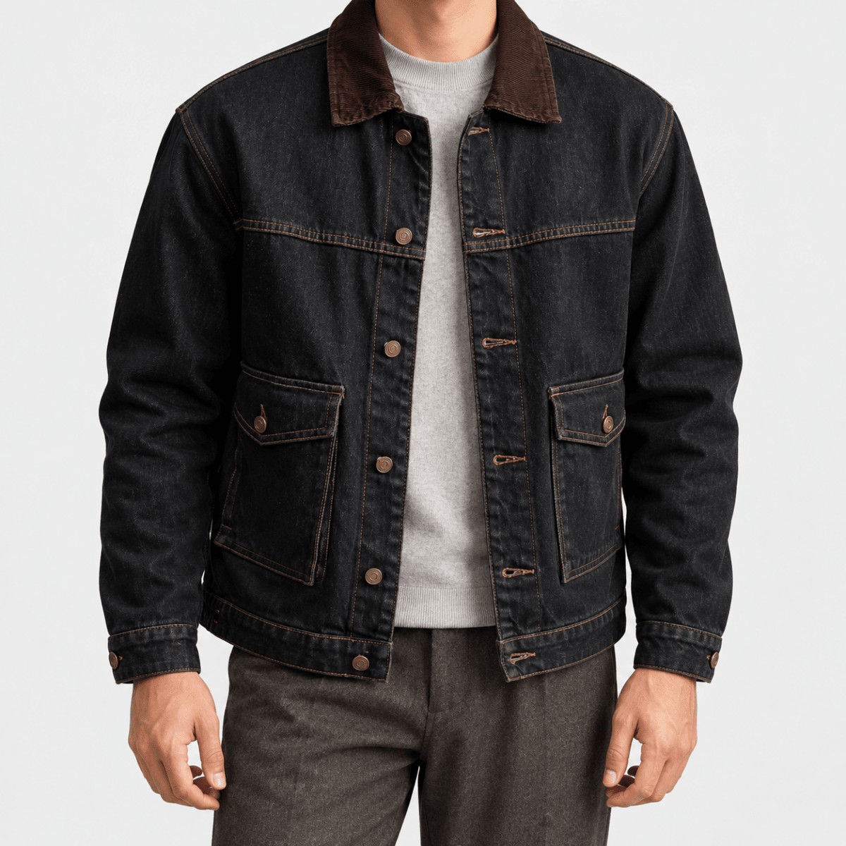 Leo american denim casual jacket - AntoniosClothing - Blue black