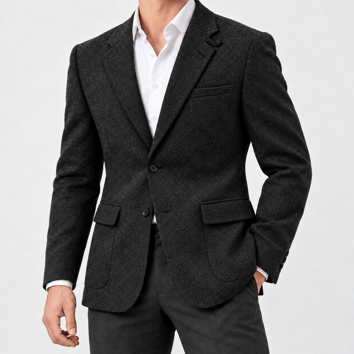 Leo slim fit elegant suit blazer - AntoniosClothing - Black-1