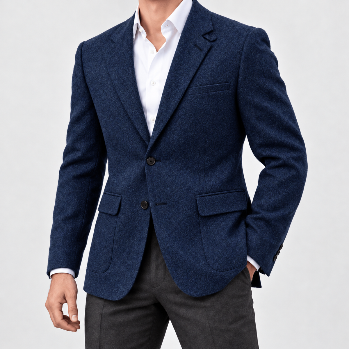 Leo slim fit elegant suit blazer - AntoniosClothing - Navy blue