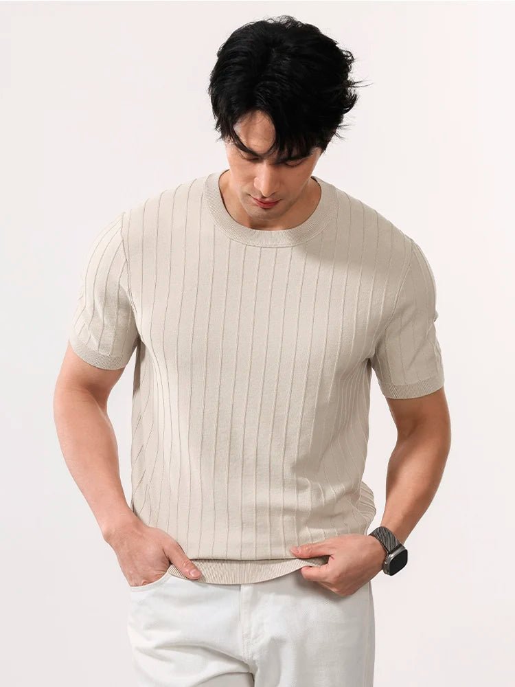 Leo business striped design t-shirt - Antonios