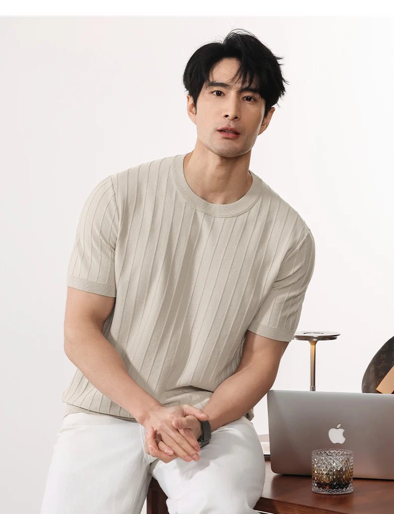 Leo business striped design t-shirt - Antonios