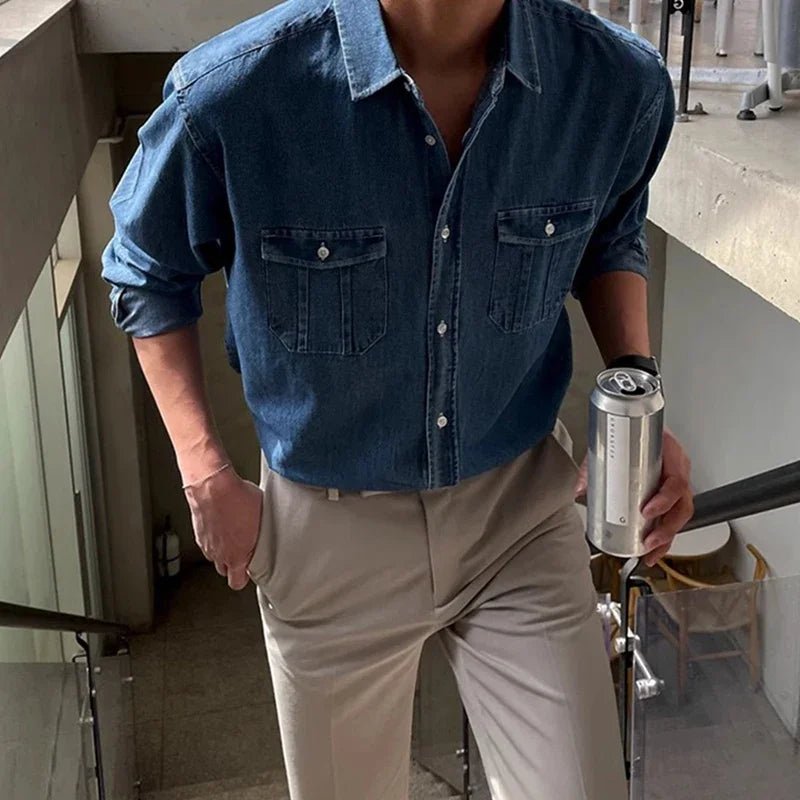 Leo casual spring denim shirt - Antonios