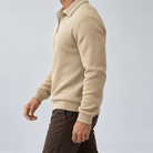 Leo casual sweater with zip - AntoniosClothing - Khaki