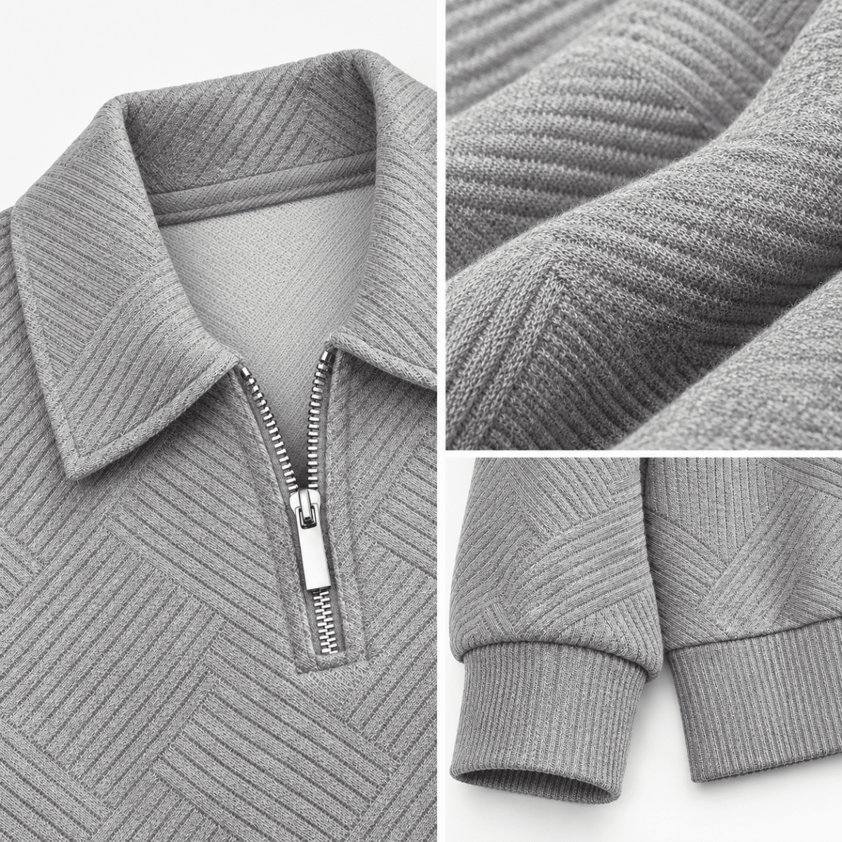 Leo casual sweater with zip - AntoniosClothing - Gray
