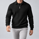 Leo casual sweater with zip - AntoniosClothing - Black