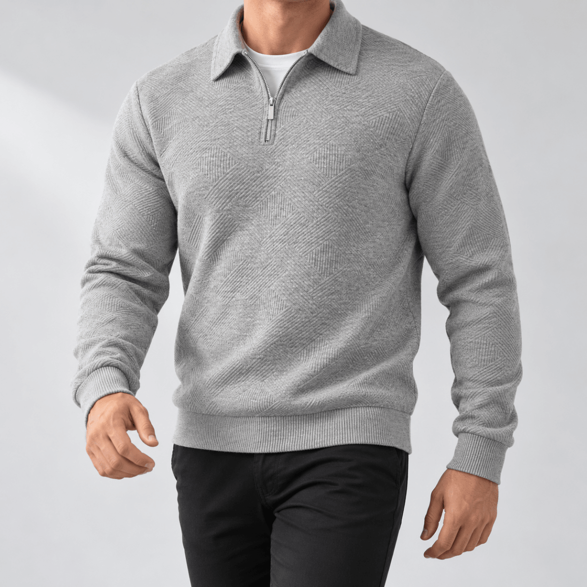 Leo casual sweater with zip - AntoniosClothing - Gray