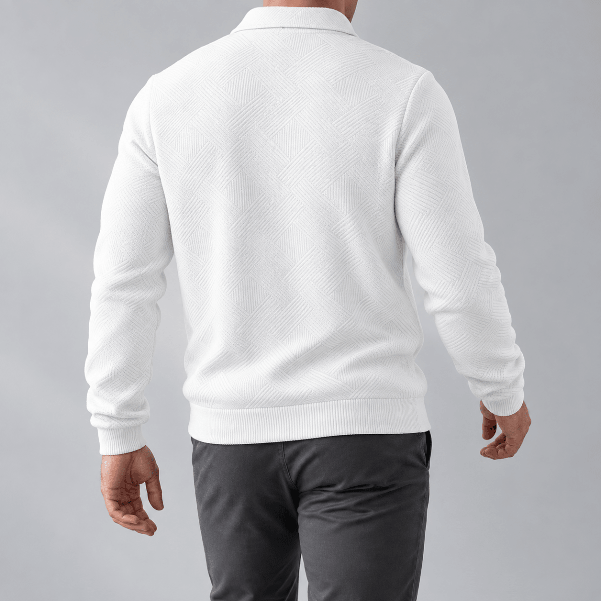 Leo casual sweater with zip - AntoniosClothing - White