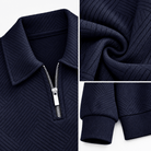 Leo casual sweater with zip - AntoniosClothing - Navy blue