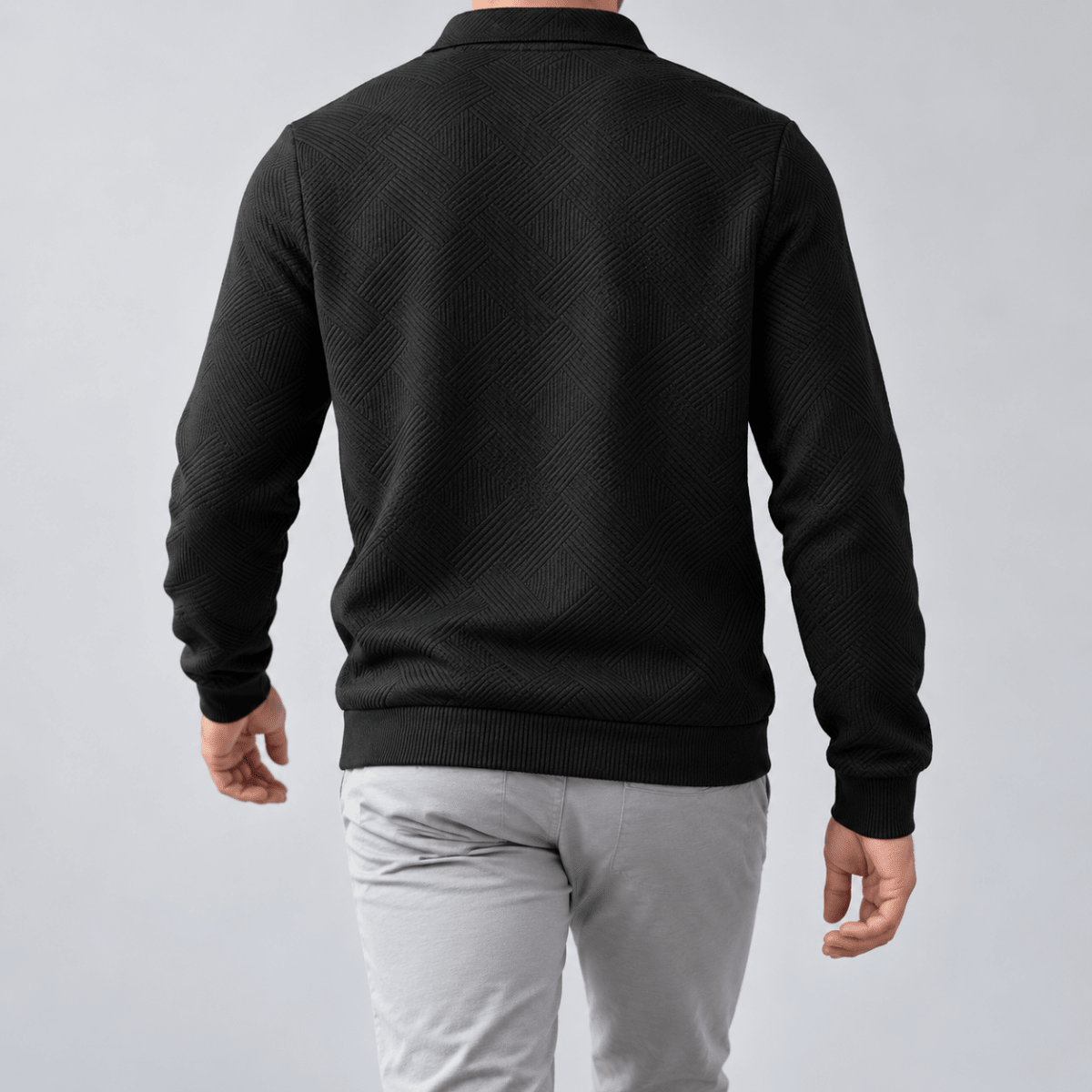 Leo casual sweater with zip - AntoniosClothing - Black
