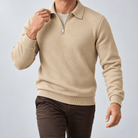 Leo casual sweater with zip - AntoniosClothing - Khaki