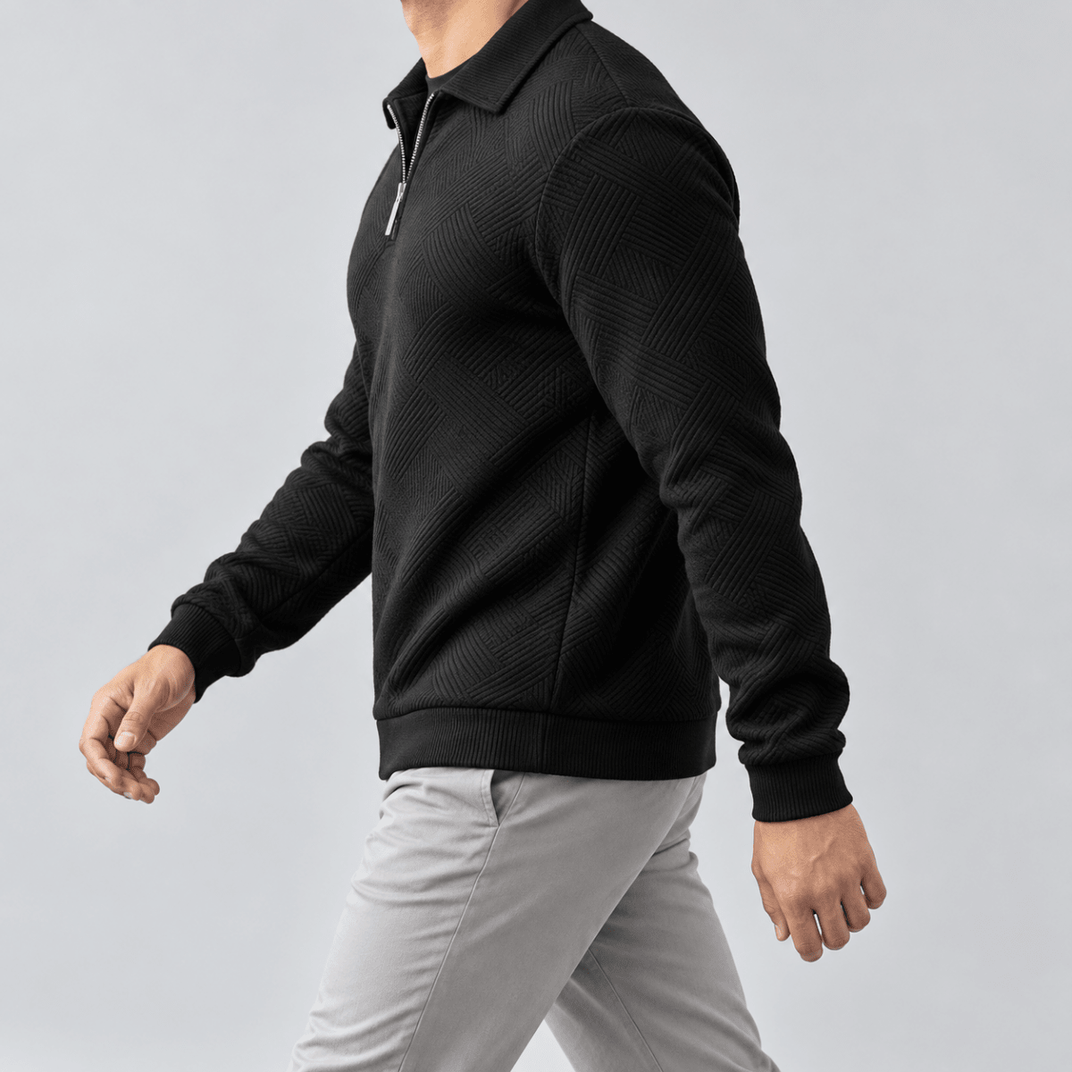 Leo casual sweater with zip - AntoniosClothing - Black