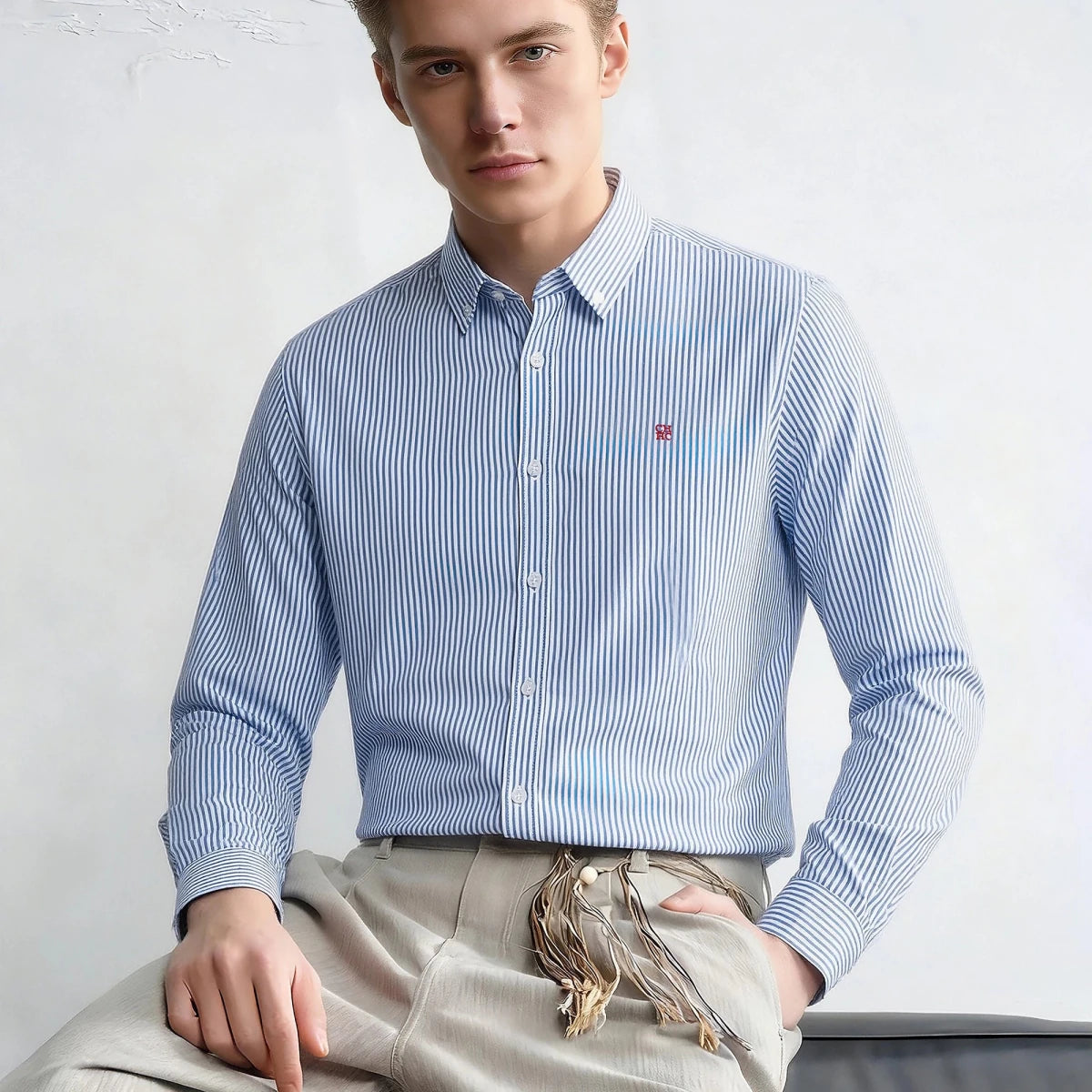 Leo classic stripe blue shirt - Antonios