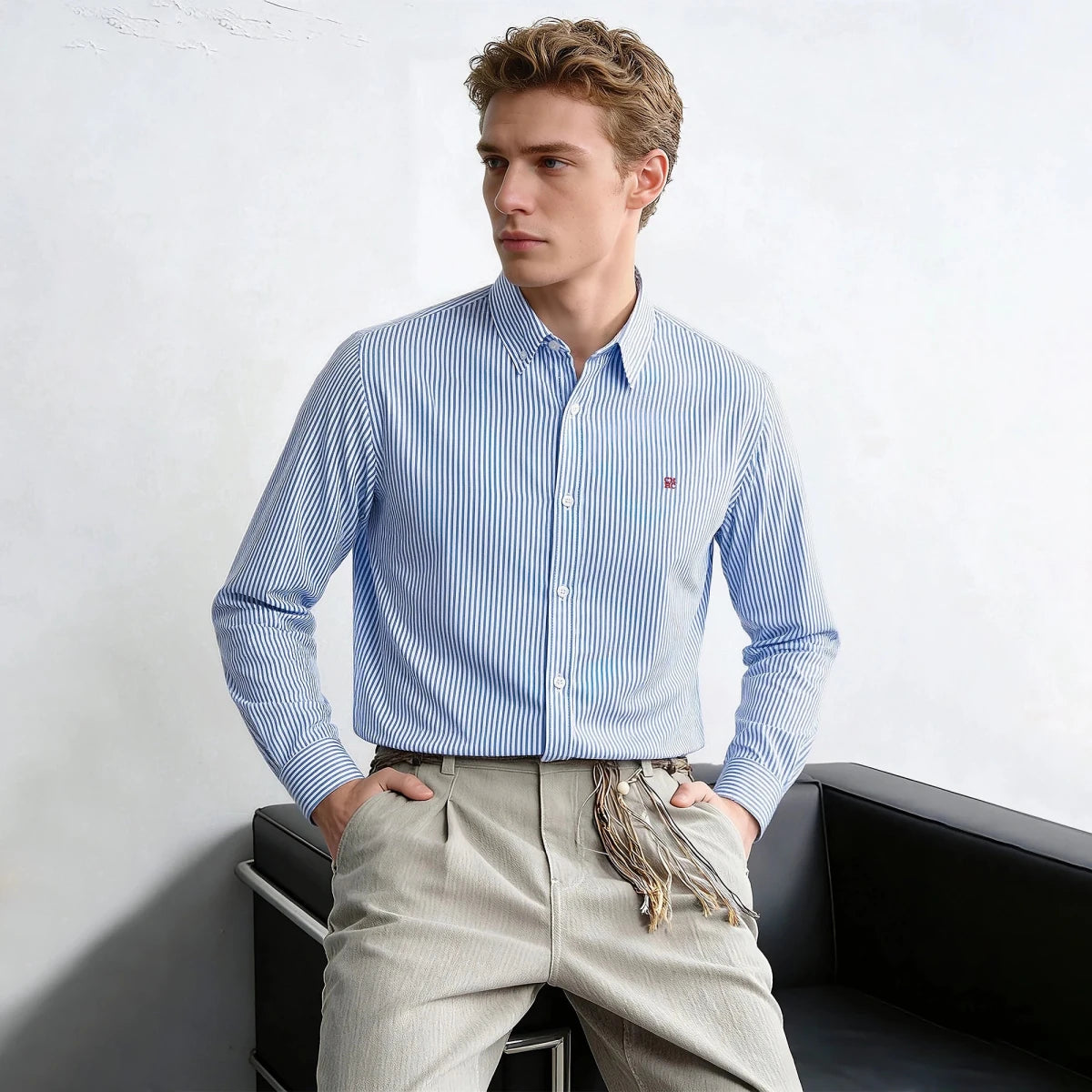 Leo classic stripe blue shirt - Antonios