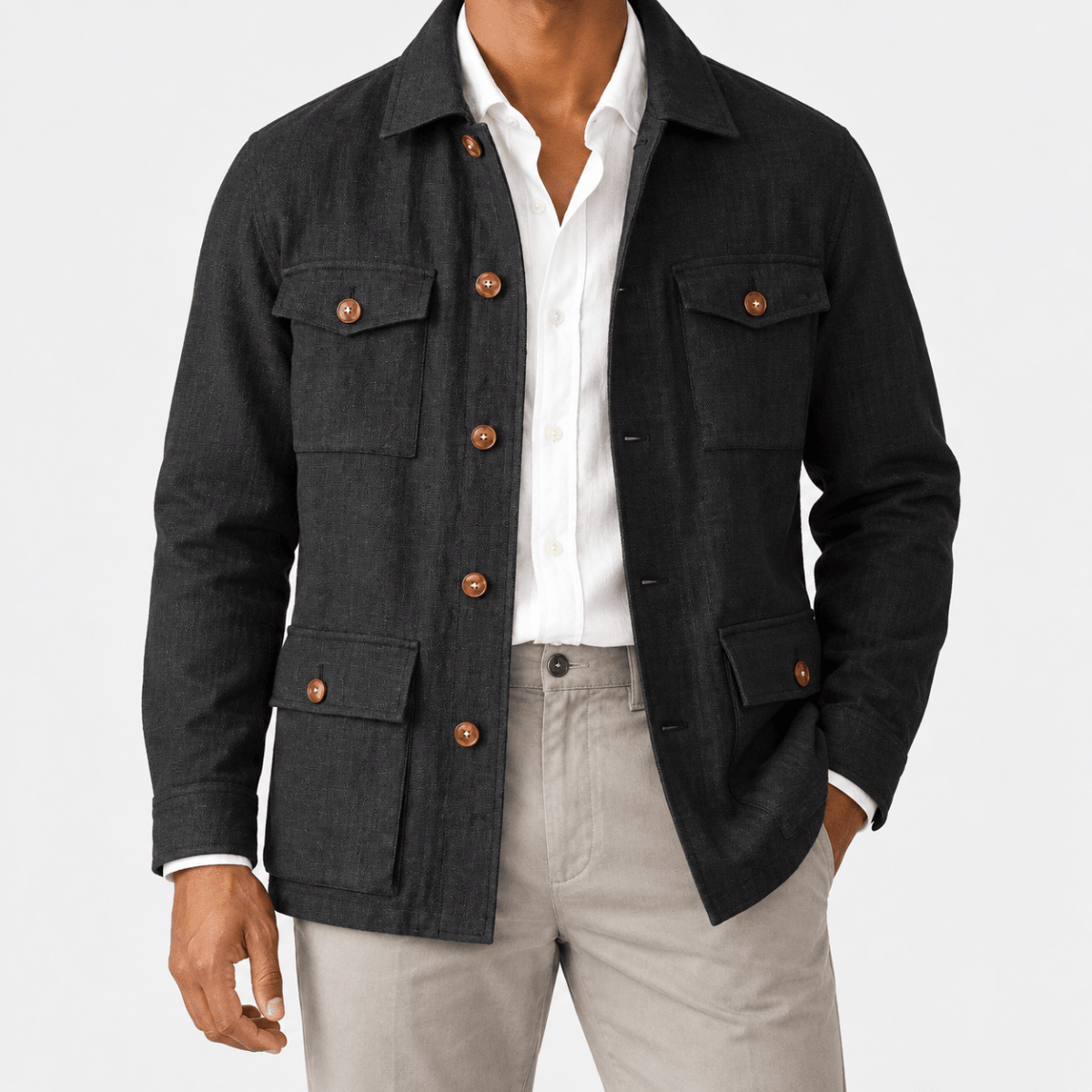 Leo cotton blazer for casual dress - AntoniosClothing - Black