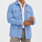 Leo cotton blazer for casual dress - AntoniosClothing - Sky blue