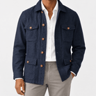 Leo cotton blazer for casual dress - AntoniosClothing - Navy blue