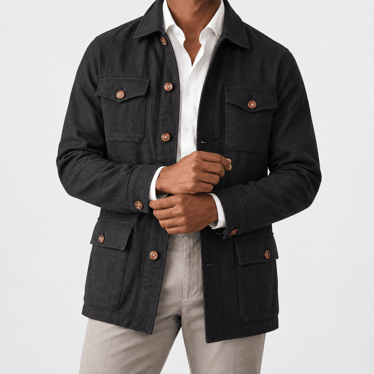 Leo cotton blazer for casual dress - AntoniosClothing - Black