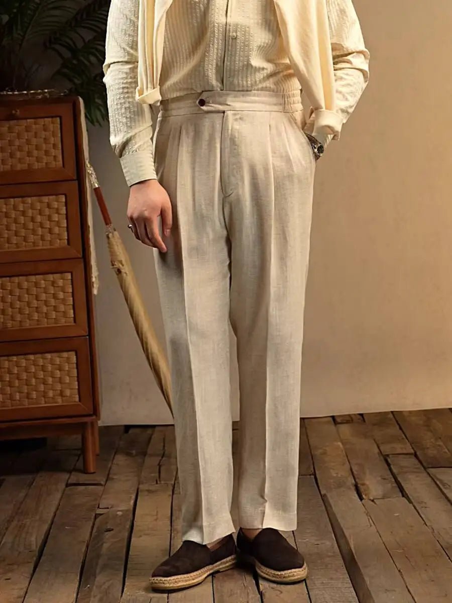 Leo linen beige pants - Antonios