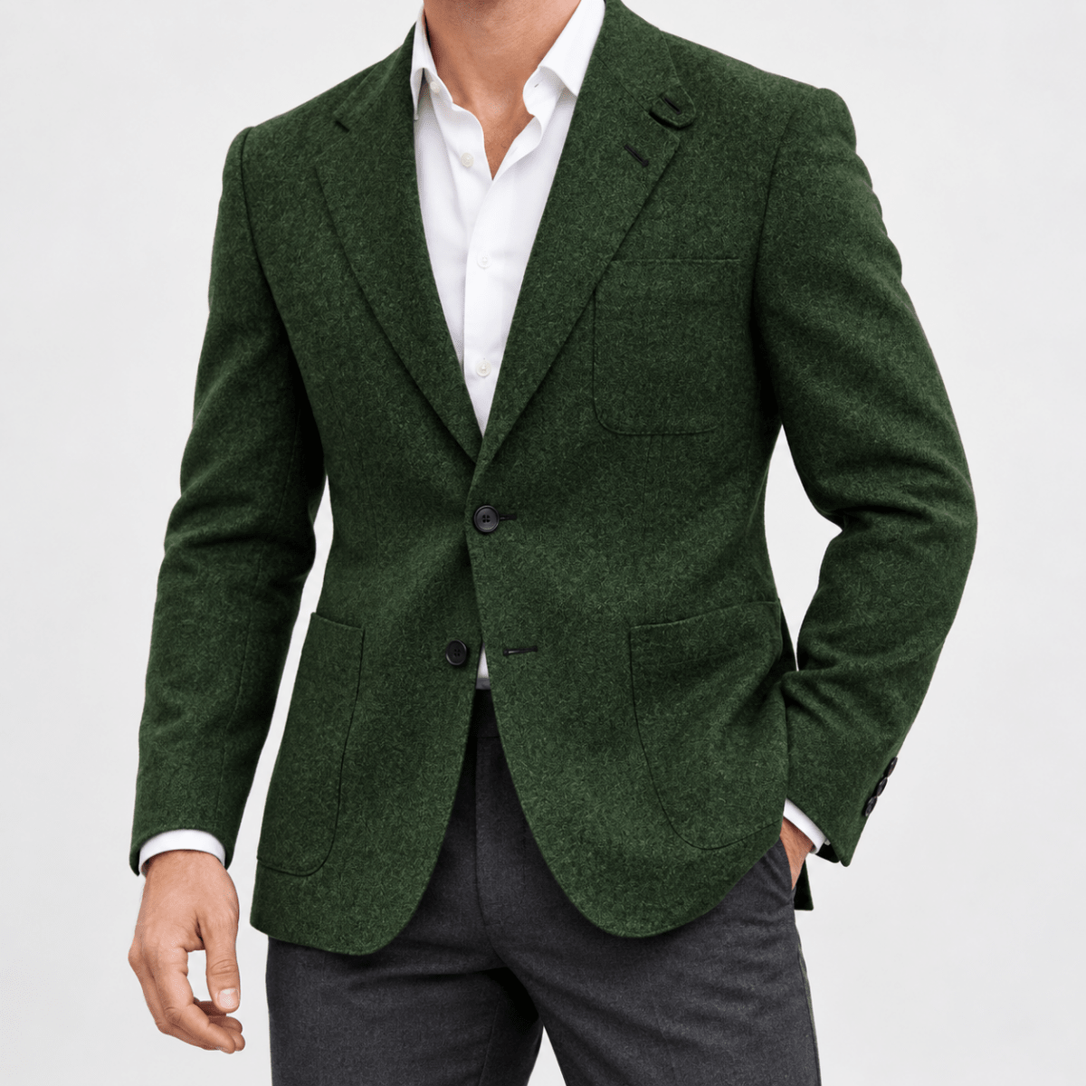 Leo slim fit elegant suit blazer - AntoniosClothing - Green-1
