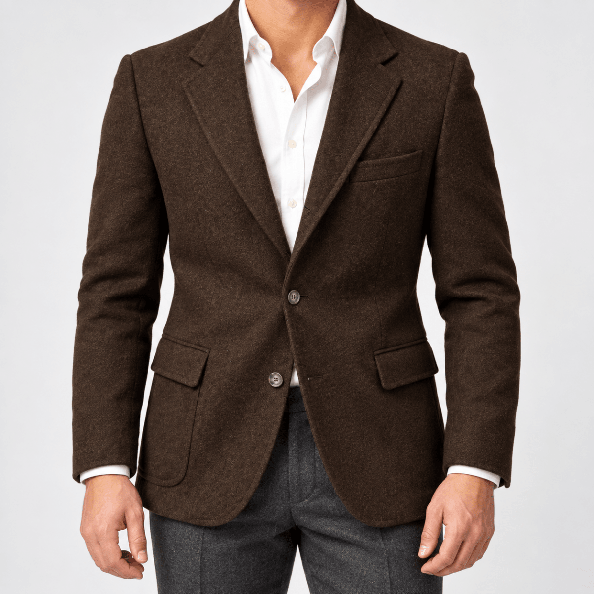 Leo slim fit elegant suit blazer - AntoniosClothing - Brown-1
