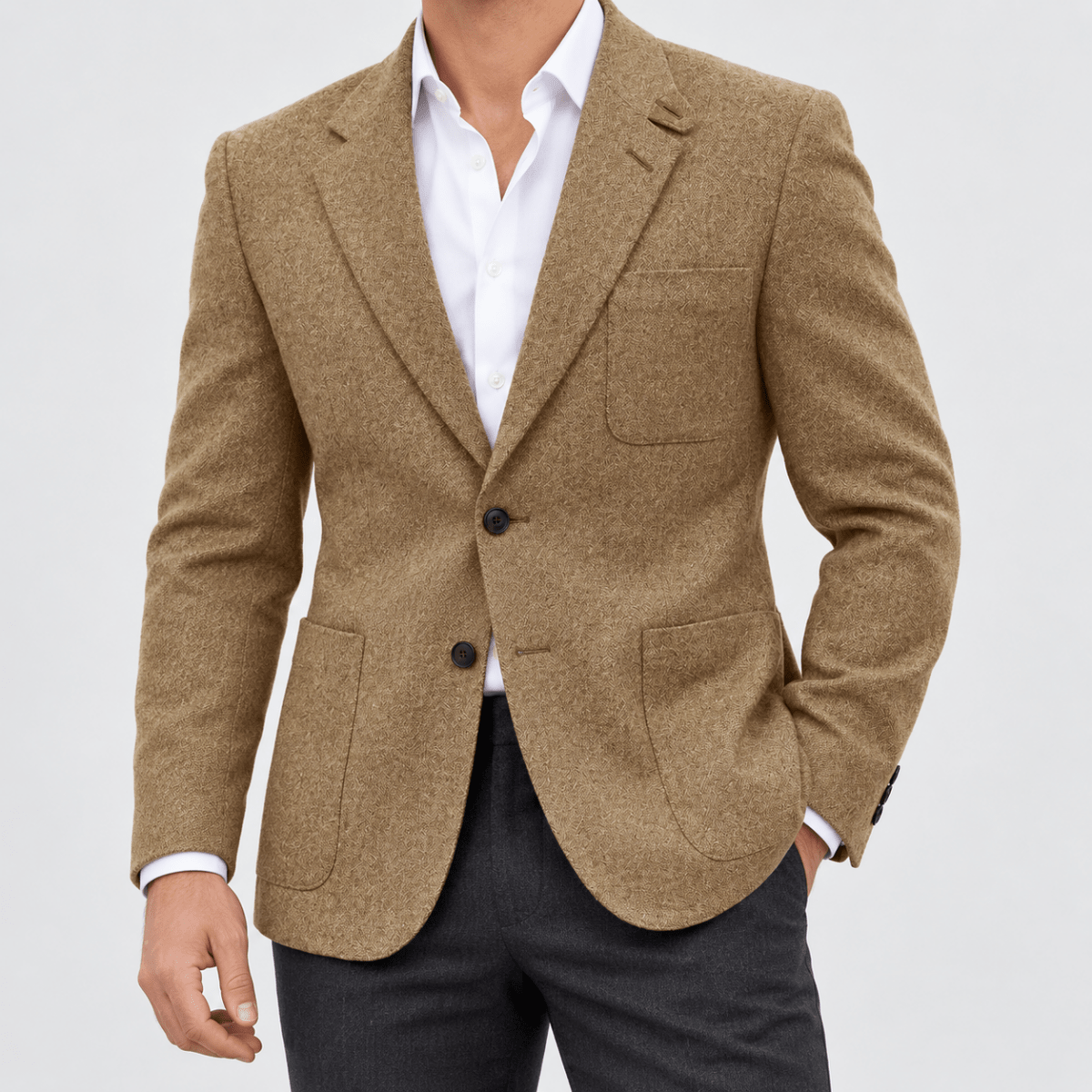 Leo slim fit elegant suit blazer - AntoniosClothing - Khaki