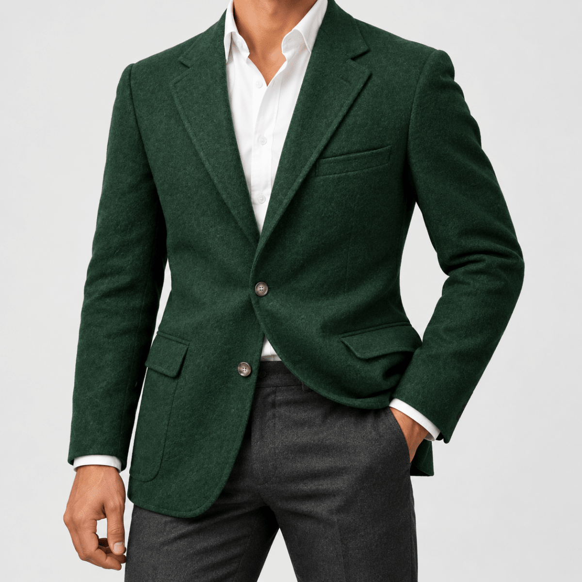 Leo slim fit elegant suit blazer - AntoniosClothing - Green