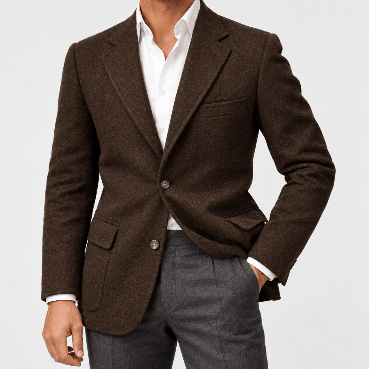 Leo slim fit elegant suit blazer - AntoniosClothing - Brown-1