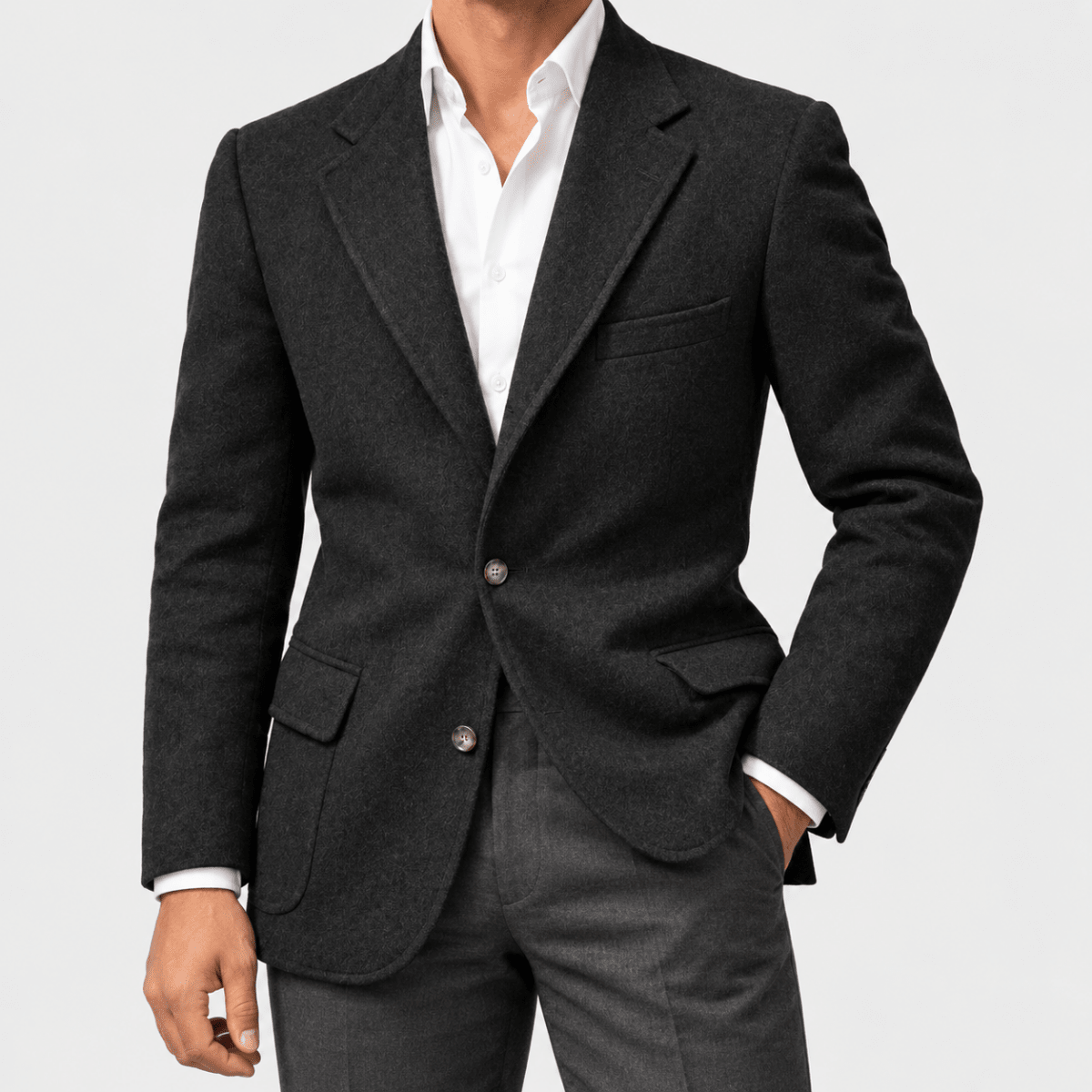 Leo slim fit elegant suit blazer - AntoniosClothing - Black