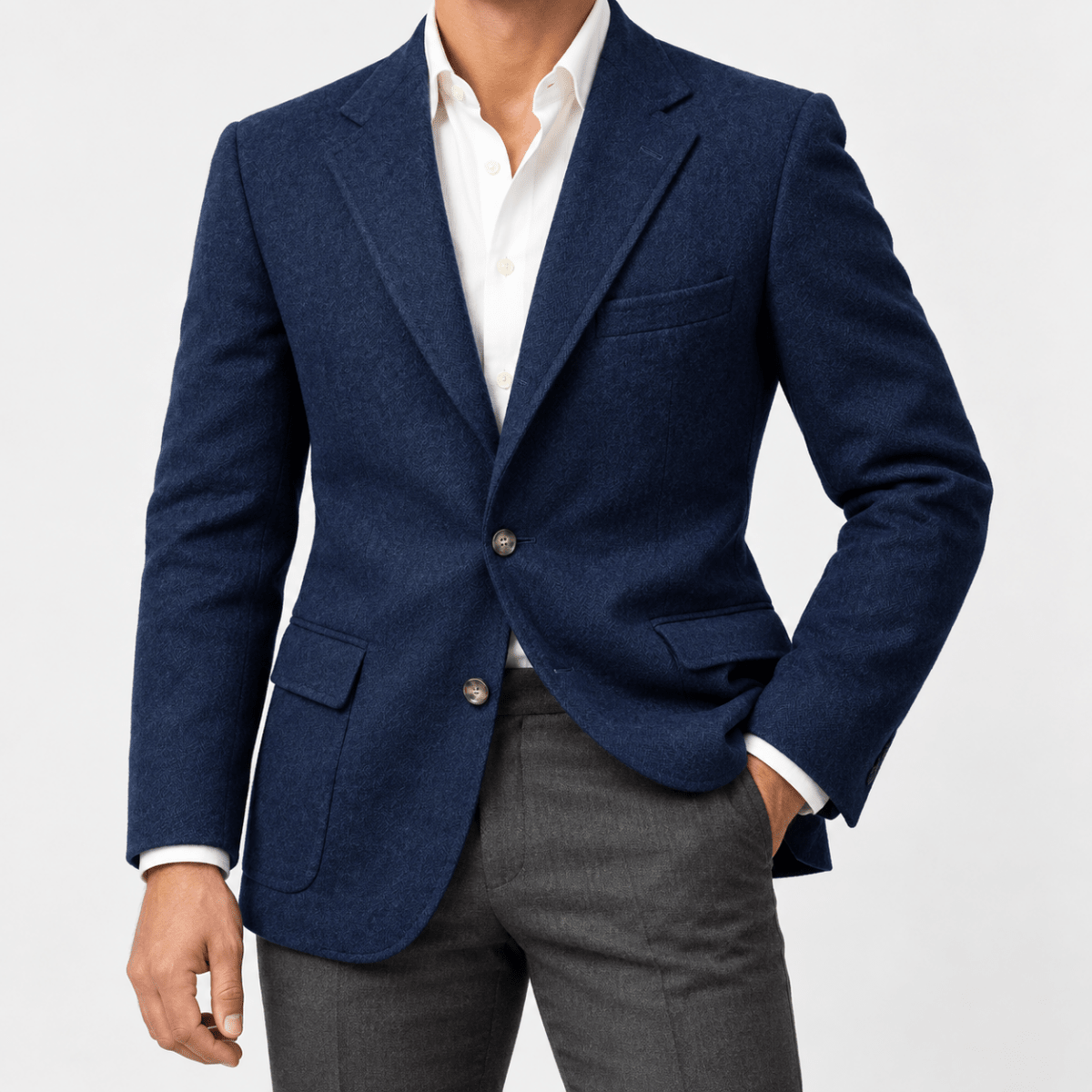Leo slim fit elegant suit blazer - AntoniosClothing - Navy blue-1