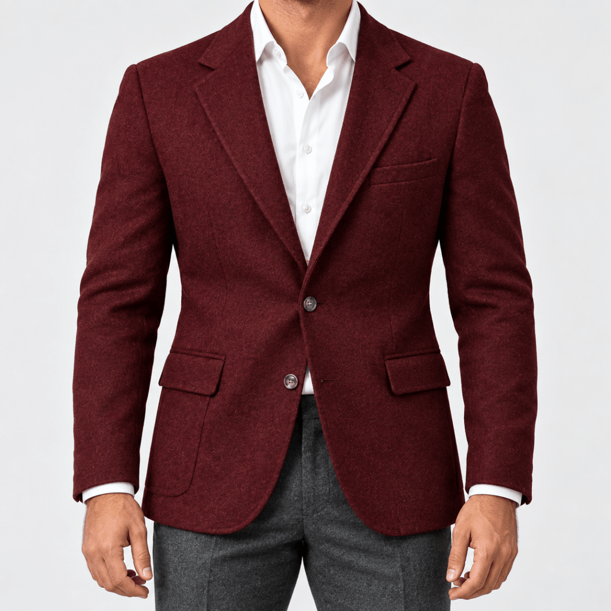 Leo slim fit elegant suit blazer - AntoniosClothing - Burgundy-1
