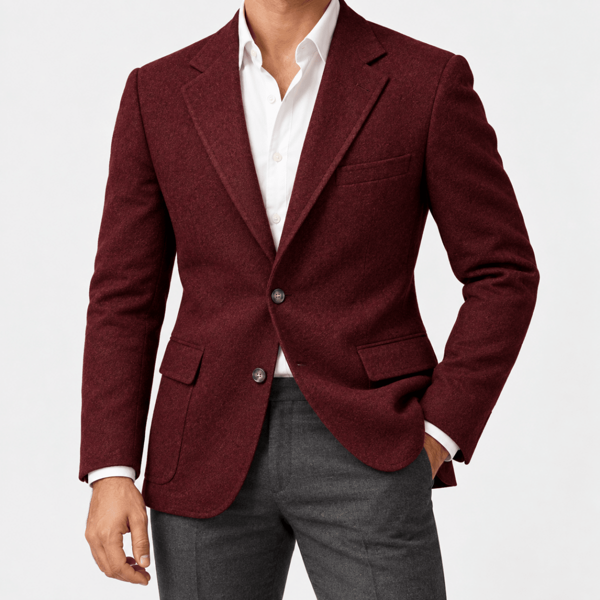 Leo slim fit elegant suit blazer - AntoniosClothing - Burgundy-1
